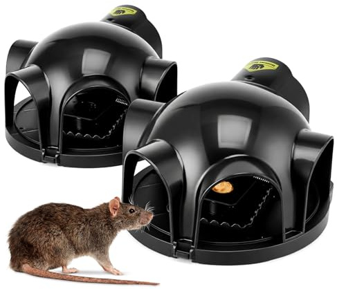 Rattenfalle – Rat Reaper, 360° Allseitenfalle für Ratten & Mäuse, wiederverwendbar & schwarz, geeignet für Zuhause & Außenbereiche, kindersicher & haustiersicher (2er Pack)