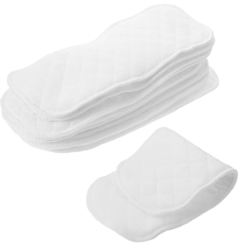 EXAOMBLE 10 Insertos Ultra Absorbentes para Pañales de Tela de Bolsillo de Algodón Blanco, Nueve Capas, Reutilizables y Transpirables para Cuidado Nocturno de Bebés