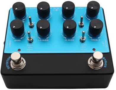 Dilwe Bas Preamp Pedal, med 4-bands EQ och Distorsion för Basgitarr, XLR DI-utgång, Hyttsimulering, True Bypass