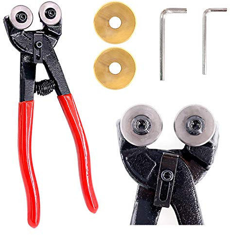 Swpeet 5Pcs Heavy Duty Glass Mosaic Cutter Kit, 8 Inch Wheeled Glass Nipper Pliers Tool with 2Pcs Replacement Blade and 2Pcs Allen Wrench
