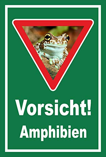 Melis-Folienwerkstatt Schild Vorsicht Amphibien - 60x40cm - Bohrlöcher - 3mm Aluverbund – 20 VAR S00359-172-E