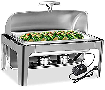 Warmhalteplatte, Speisewärmer Buffet, 9L, Wärmebehälter Buffetwärmer aus Edelstah mit GN Behälter und Wärmeplatte - Elektrische Heizung, Hält die Speisen Schön WarmInvisible Window-Single Grid