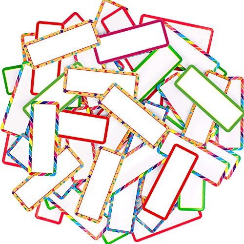 Zayvor 60Stück Bunt Magnetische Namensschilder Beschreibbare Magnete Magnetisch Trocken Löschen Etiketten Whiteboard Namensschild Magnetstreifen Beschreibbar Magnet Etiketten Beschreibbar,8 x 3 cm