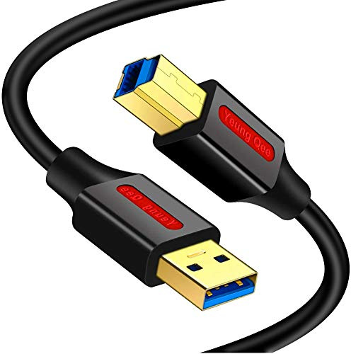 Yeung Qee USB 3.0 A-Stecker auf B-Stecker, 6 m, Superspeed USB 3.0 Typ A auf B-Stecker, kompatibel mit Druckern, Dockingstation, externen Festplatten, Scanner, USB-Hub und anderen Geräten (6 m)