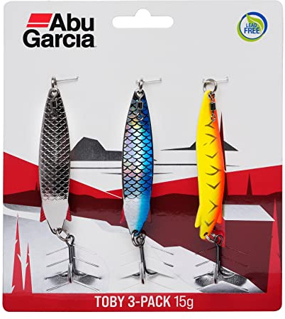 Abu Garcia Toby Spoon Angelköder – 3er Pack – Classic Flashing Wobbler Spoon Köder für Lachs, Meerforelle, Forelle, Barsch, Seelachs, Makrele