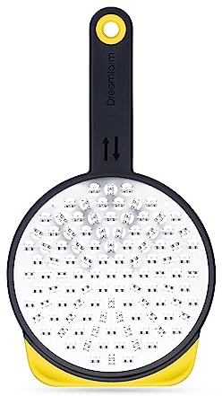 Dreamfarm 3 mm Ograte — Medium | Easy Speed Cheese Food Rivjärn med 2-vägs blad för effektivt galler | Lättanvänt zester verktyg | Halkfri fot för bättre säkrare enklare kontroll | Bladskydd | Gul