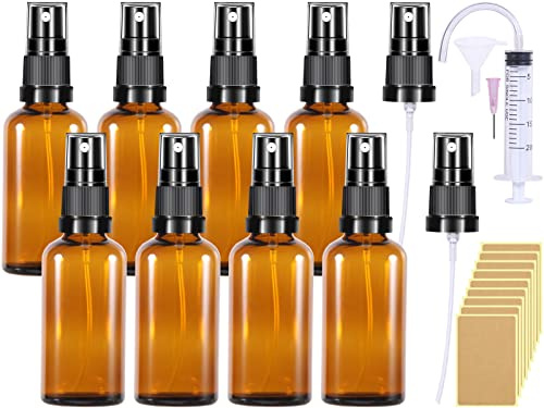 Braunglas kleine sprühflasche Glas 8Stk 50ml Braunglasflasche Zerstäuber Sprayflasche Leer Parfüm Zerstäuberflaschen Apothekerflasche Sprühflaschen zum Befüllen Tragbares für Kosmetik Öle Toilette