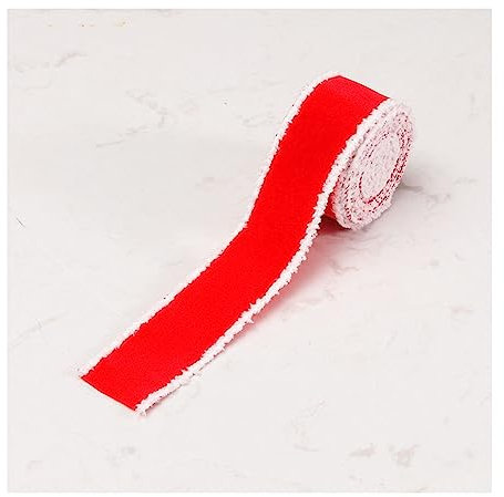 Yurosiay Weihnachtsbänder 2m×5cm Weihnachtsband Mit Weiß Samtbesatz Einfarbiges Dekoband Weihnachten Geschenkband Weihnachten Schleifenband für Geschenke Weihnachtsbaum DIY Handwerk Rot 1#