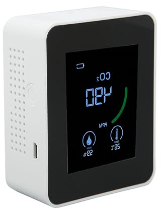 Topyond CO2 Melder Messgerät Luftqualitätsprüfer,Kohlendioxidmessung,3-in-1-Infrarot-Kohlendioxid-Detektor,Luftqualitätsmonitor,Temperatur Luftfeuchtigkeit,Co2 Anzeige Für Das Heimbüro(Weiß)