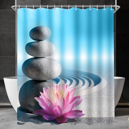 Lerores Duschvorhang 240x180cm, Kieswüste Antischimmel Textil, Beschwerter Saum Wasserabweisend, Waschbar Polyester Stoff Badevorhänge 16 mit Ösen und Duschvorhangringe für Badezimmer, Badewanne
