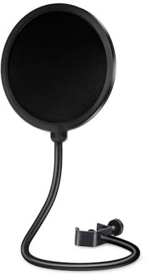 SUUNTOK Filtro anti-pop per microfono Blue Yeti e altri microfoni, schermo antivento a doppio strato con braccio stabilizzatore a collo d'oca flessibile migliorato a 360° per registrazione vocale,