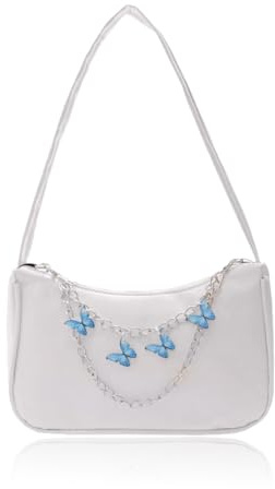 ZXYLX 1-teilige Handtasche, Damenhandtasche, modische lässige kleine Handtasche, PU-Leder-Clutch, Umhängetasche mit Schmetterlingskette, Umhängetasche mit Reißverschluss, modisch und vielseitig