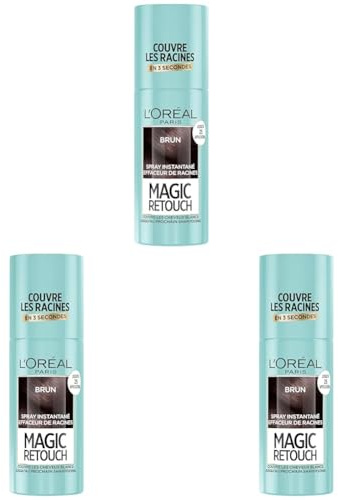 L'Oréal Paris Spray Instantané Correcteur de Racines & Cheveux Blancs, Magic Retouch, Brun, 75 ml (Lot de 3)
