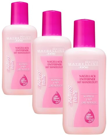 Maybelline Jade Nagellackentferner mit Aceton, Pflegend, Express Nails, 125 ml (Packung mit 3)