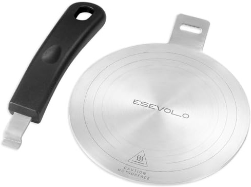 ESEVOLO Induction Adapter Plate Detachable, 5.5 Inch Stainless Steel Heat Diffuser Plate for Moka Pot 12 Cup, Heat Diffuser Cooking Induction Adapter for Gas Stove and Glass