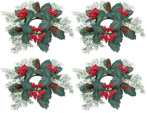 Aublinto Teelichthalter Weihnachtsgirlande Dekoration Künstliche Balkonpflanzen Pflanze Kunstblumen außen Blumengestecke Künstlich Deko Künstliche Blumen Wie Echt Plastik Blumenstrauß Dekoration 4PCS