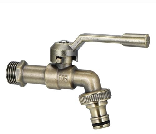 SXWYLZ Wasserhahn Garten Antik Gartenschlauchhahn Garten Wasserhahn aus Messing Abflusshahn Wasserhahn Garten Wandmontage Wetterhahn für Garten,Bronze