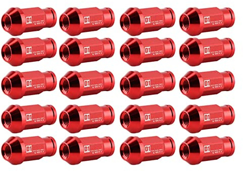 Tuerca de Rueda de Carreras de Aluminio Negro de 12x1,5 para Tornillos de Neumáticos de Coche Tuerca de Rueda Ligera y le para Coches de Carreras (rojo)