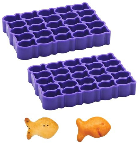 KOKSII 2PCS Gold Fish Cracker Cutter, 25-Cavity Mini Goldfish Cookie Cutters, Gold Fish Cutter for Crackers, Fish Shapes Molds