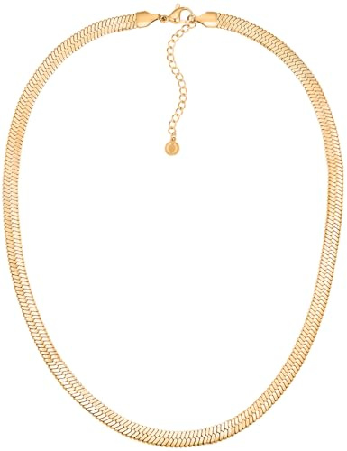 day.berlin Statement Schlangenkette Damen 18k vergoldet | 6mm breite Schlangen Halskette, 45+5cm variable Länge, massive 316L Edelstahl Kette nickelfrei und wasserfest