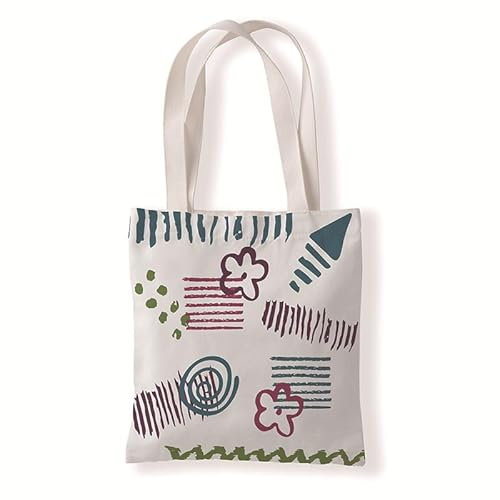 Carbono Tote Bag Blumengeometrie Canvas Tasche Damen Groß Shopper Handtasche Damen Schultertasche Mit Strapazierfähige Tote Bag Umhängetasche Für Schule Arbeit Einkauf Alltag Reisen,30X40Cm