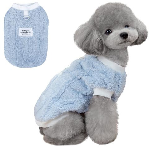 Jemmytu Kleine Hunde & Katzen Winter Pullover - Hundepullover für Kleine & Mittelgroße Hunde, Katzen, Chihuahua (Blau, S)