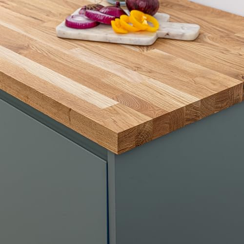 Solid Rustic Oak Kitchen Worktop | 2400mm x 620mm x 40mm | Premium Wood Worktops | Farmhouse Oak Wooden Timber Counter Tops | Cut to Size Customisation Available | Real Wood Kitchen Countertops