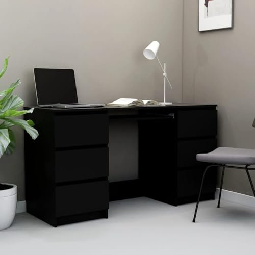 Iiaky Schreibtisch Schwarz 140x50x77 cm Holzwerkstoff Office Desk Schreibtisch Groß