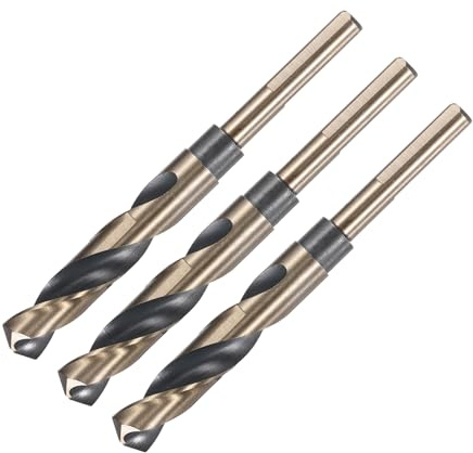 QUARKZMAN 3 Stück Spiralbohrer 16 mm Schwarz Nitrid & Gold Titanbeschichtet | 10 mm Reduzierte Schaft, Metallbohrer Länge 150mm, HSS-4341, für Edelstahllegierung Metall Kunststoff Holz