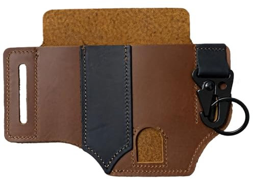 Leather Tactical Edc Sheath Organizer With Quick Release Clip, Multi-Tool Belt Holder, Survival Pouch For Knife & Flashlight