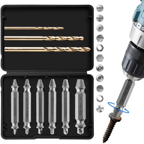 KINGHON Schraubenausdreher Set mit 3 Spiralbohrer, Hergestellt aus HSS 6542, Professionelles Linksausdreher, Ausdrehwerkzeug für Bohren und Entfernen Beschädigter Schrauben
