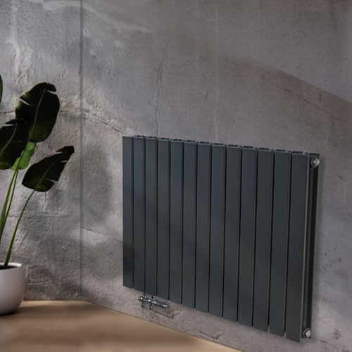 WEBER Heizkörper Flach Design Heizung Paneel-Heizkörper Horizontal Doppellagig Flachheizung Wandheizung (Anthrazit, 60x122 cm)