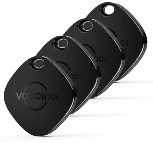 VOCOlinc Air Tag 4 Pezzi, Smart Tracker Localizzatore Funziona con Apple Dov'è App (solo iOS, NON per Android), Bluetooth Trova Oggetti per Chiavi/Bagagli/Valigie/Portafogli, Impermeabile IP65
