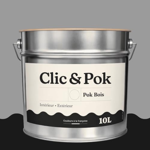 POK BOIS Peinture Bois Extérieur Intérieur – Satinée, Résistante Intempéries UV, Multisupport - 10L - RAL 7004 Gris de sécurité
