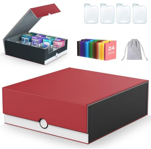 ENTUMO 4-Row【3200+】 Trading Card Storage Box, Card Organizer Holder with 24 Dividers, Case Fit for MTG TCG Magic Commander Deck Playing Cards, Deck Box for Sport Card