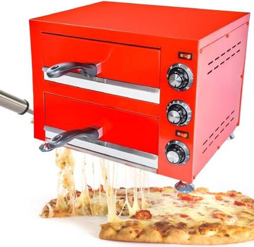 XSDAJSD Forno per Pizza da Interno da banco, Forno Elettrico per Pizza da 12 Forno per Pizza Commerciale, Macchina per Pizza in Acciaio Inossidabile con Timer da 60 Minuti, 110 V