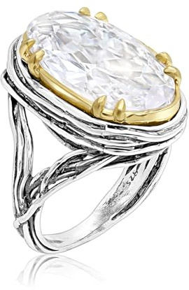 Bague ovale en métal mixte avec oxyde de zirconium Jean Rachel Jewelry