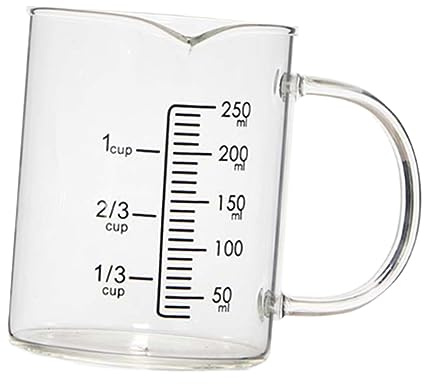 Verre Doseur en Verre 250ml pour Café, Tasse Graduée | Jus et Yaourt, Usage Quotidien, Convient aux Anniversaires et Fêtes, Format Pratique 1 Pièce