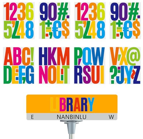 12 Sheets Letter Stickers Large, 5 Inch Vinyl Self Adhesive Alphabet Number Sticker Waterproof Alphabet Stickers for Mailboxes, Sign, Window, Poster, Car, Residence Decoration Arts (Multicolor)