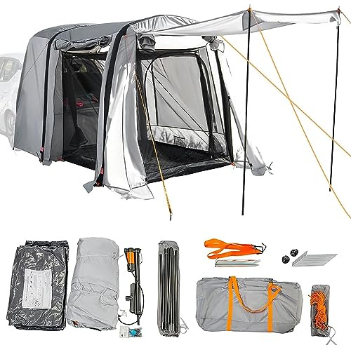 Inflatable Campervan Awning - Portable Tailgate Tent Waterproof 210D Oxford Cloth UV Protection Quick 3-Minute Setup Freestanding 380x180cm Includes Carry Bag