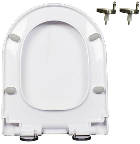 Giural WC-Sitz mit Absenkautomatik aus PP, D/U Form Toilettendeckel mit 150kg Belastbarkeit, Toilettensitz mit Quick-Release-Funktion, Leicht zu Reinigen, Klodeckel für WC, Weiß Klobrille,45x35cm