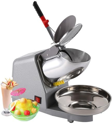 CHANGLKJ Tritaghiaccio, Tritaghiaccio Elettrico con Contenitore in Acciaio Inox, 85 kg/Ora, Funzione di Spegnimento Automatico E Facile da Pulire, dal Gusto Soffice E Delicato, per Ristoranti E Bar