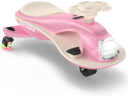 Gotrax WG1 Electric Wiggle Car for Kids, 12V Big Battery up to 120Min Playtime, Music Speaker &Rear Flash Wheels, Battery Display & Easy Assembly w/Pedal Throttle, Crazy Cart Gift for Ages 3+, 132Lbs