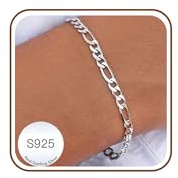 DORANA Armband Silber 925 Damen Figaro Kettenarmband für Frauen Silber Armbänder Geschenk für Sie,3mm dick