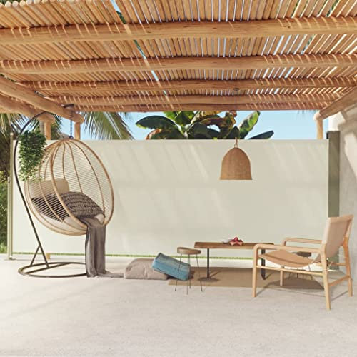 Toldo lateral retráctil para exteriores de 200 x 500 cm, protección UV, impermeable, para patio y balcón, color crema, cierre automático, solución de sombra para jardín