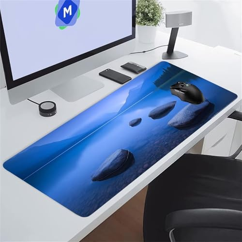 Tapis de Souris XXL Gaming, Tapis de Souris de Jeu, 700x400x2 mm Grand Tapis de Bureau sous Main, avec Base en Caoutchouc antidérapante pour Gamer Maison Bureau (Récifs Lacustres)