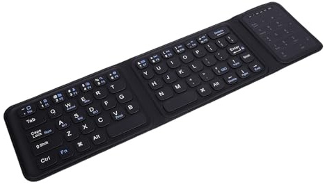 Garsent Clavier sans Fil, Clavier Bluetooth Pliable avec pavé Tactile et pavé Numérique, Port USB C, Clavier de Voyage Portable Ultra Mince Ultra Fin pour Le Bureau, Ordinateur