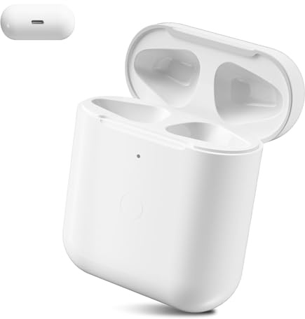 Glitfix Kabelloses Ladecase Kompatibel mit Airpods 1 und 2 Generation, Type-C-Anschluss Charging Case Original Ersatz Replacement für Air pod 1st/2nd, Bluetooth Pairing Sync Button(Ohne Ohrhörer)