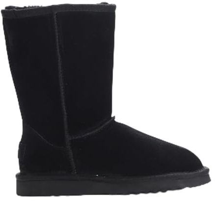Infinity Leather Bottes Mi-Mollet en Daim et Peau de Mouton Châtain Pour Femme Dusk Bottines D'Hiver Fourrées à Enfiler Semelles Chaudes et Antidérapantes Chaussures Confortables Pour Temps Froid