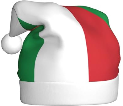 OTTKGGA Italy Flag Adults Christmas Hat Plush Decorative Cap Soft Colorfast Holiday Parties New Year Decoration